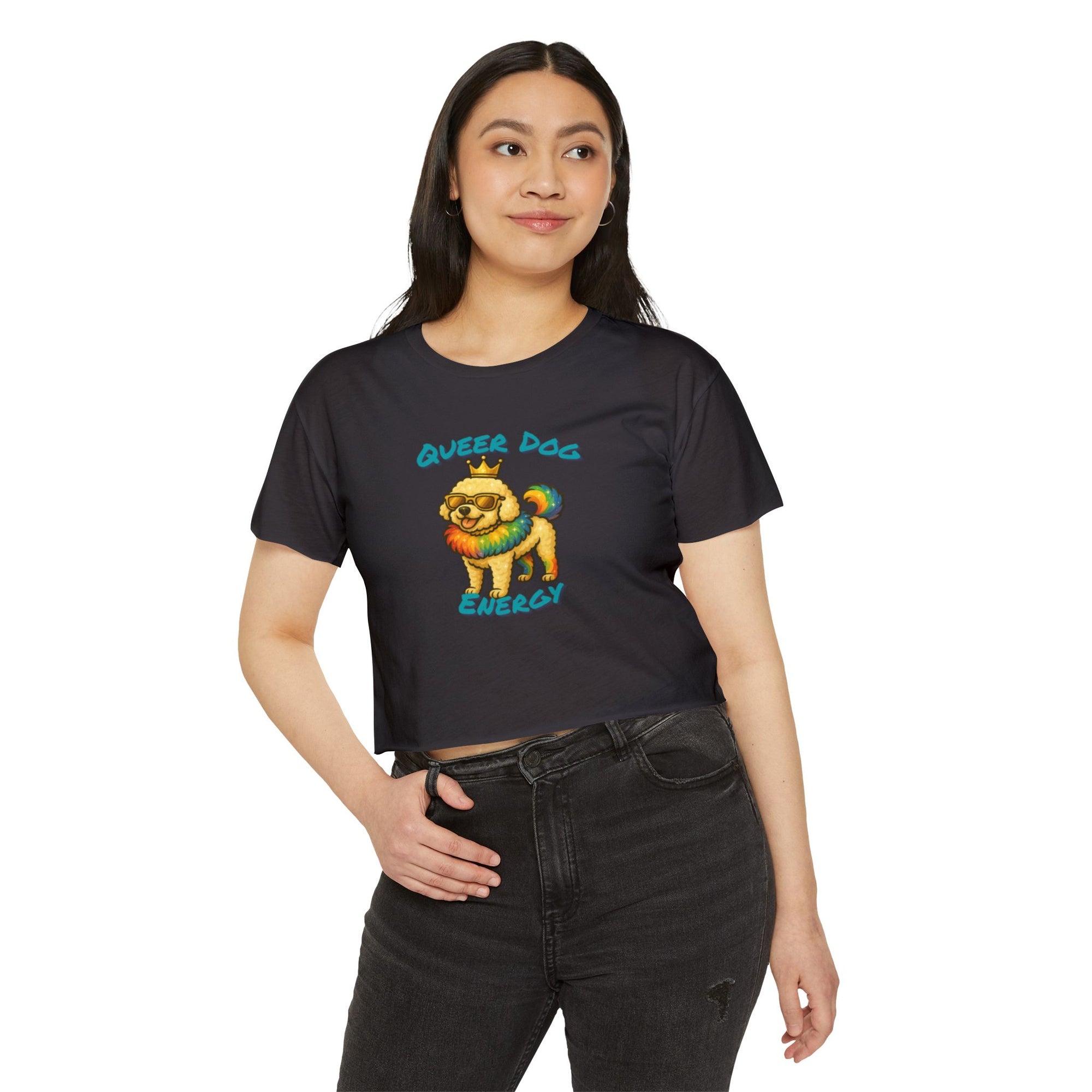 Queer Dog Energy Festival Crop Top, LGBTQ+ Pride Apparel, Summer Concert Top, Animal Lover Tee, Statement Fashion Shirt
