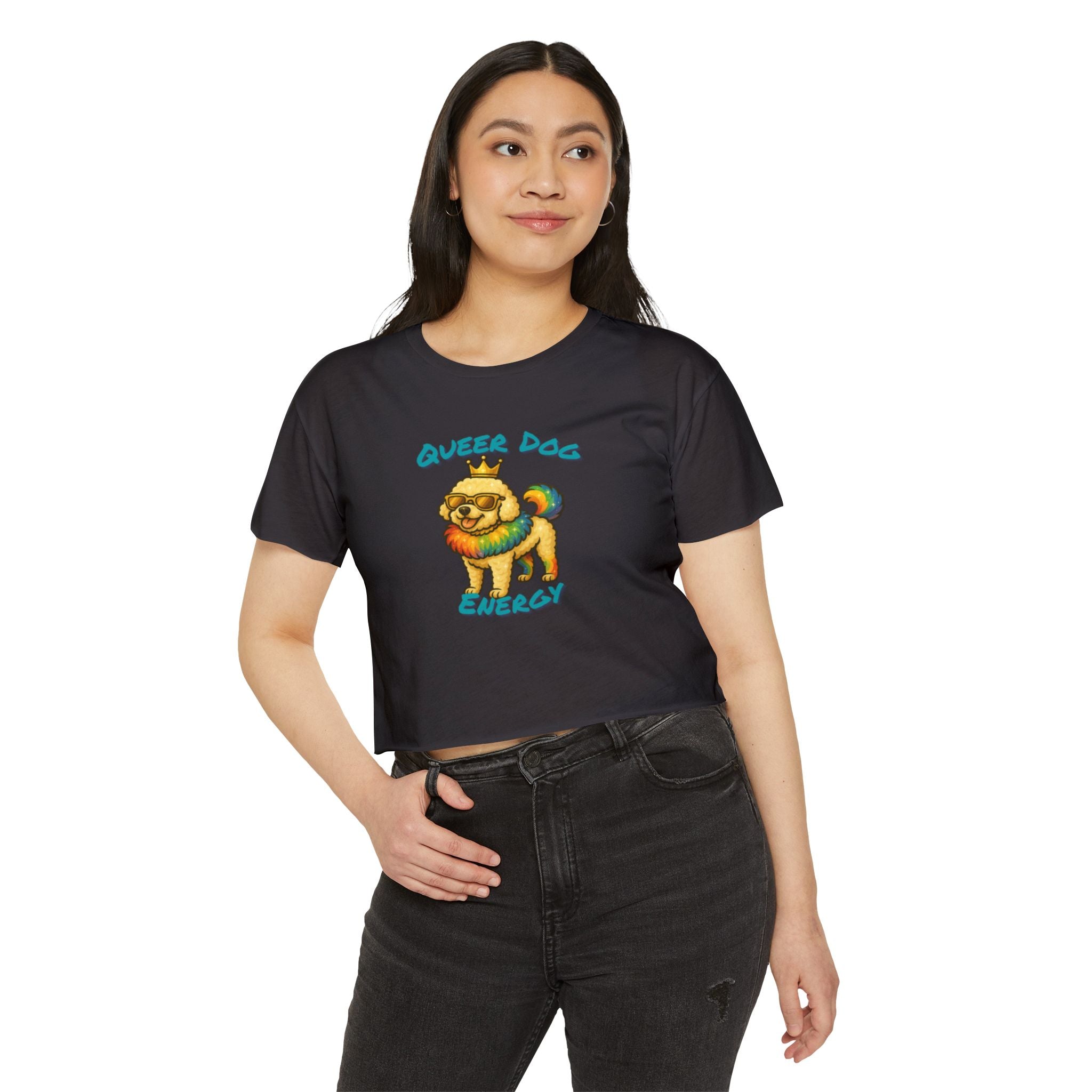 Queer Dog Energy Festival Crop Top, LGBTQ+ Pride Apparel, Summer Concert Top, Animal Lover Tee, Statement Fashion Shirt