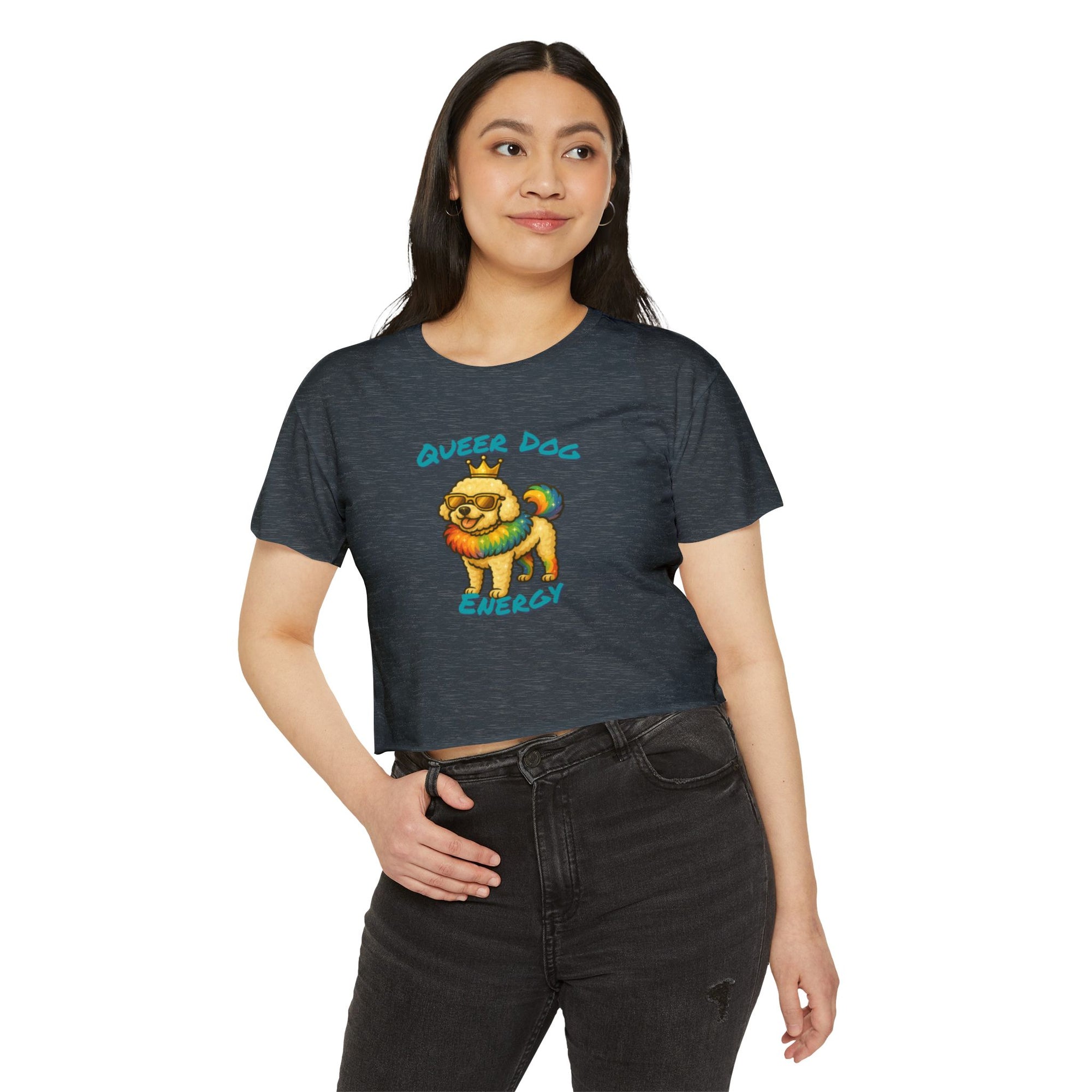 Queer Dog Energy Festival Crop Top, LGBTQ+ Pride Apparel, Summer Concert Top, Animal Lover Tee, Statement Fashion Shirt
