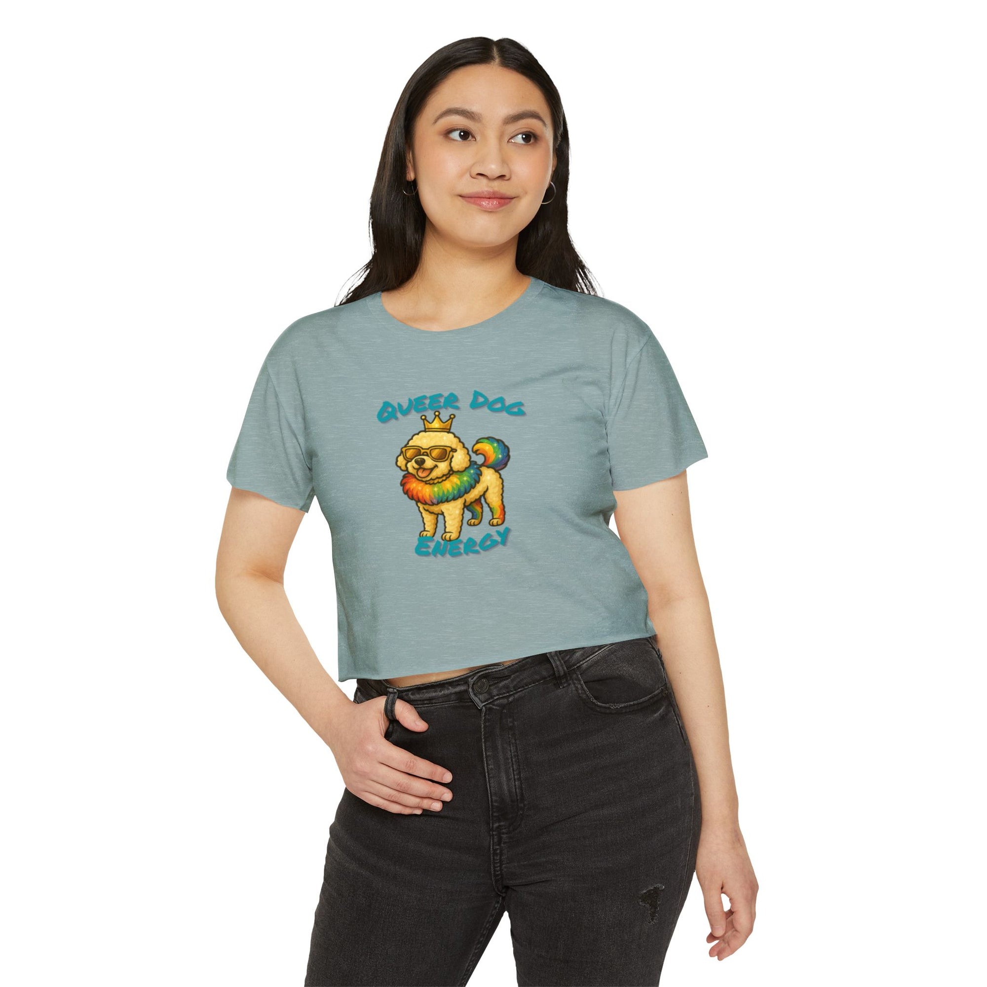 Queer Dog Energy Festival Crop Top, LGBTQ+ Pride Apparel, Summer Concert Top, Animal Lover Tee, Statement Fashion Shirt