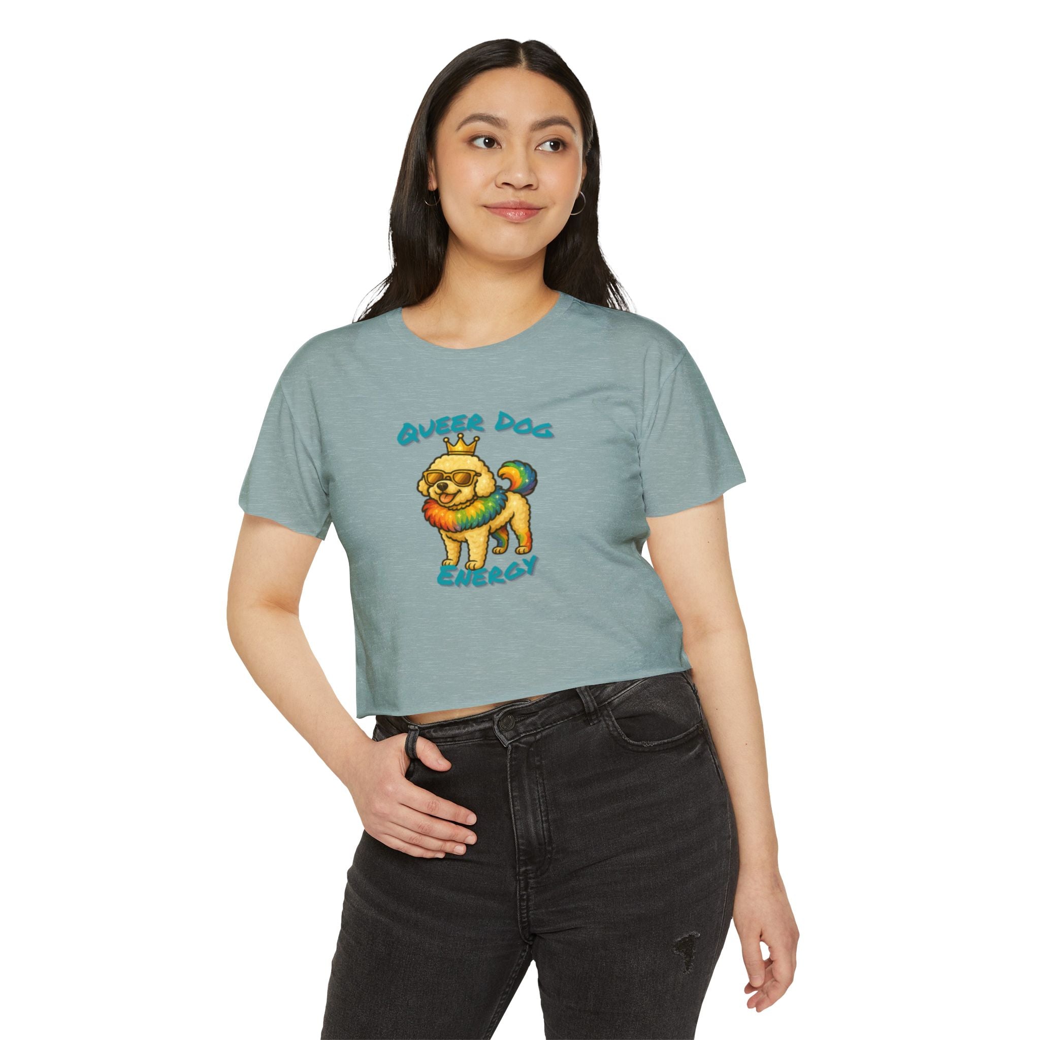Queer Dog Energy Festival Crop Top, LGBTQ+ Pride Apparel, Summer Concert Top, Animal Lover Tee, Statement Fashion Shirt