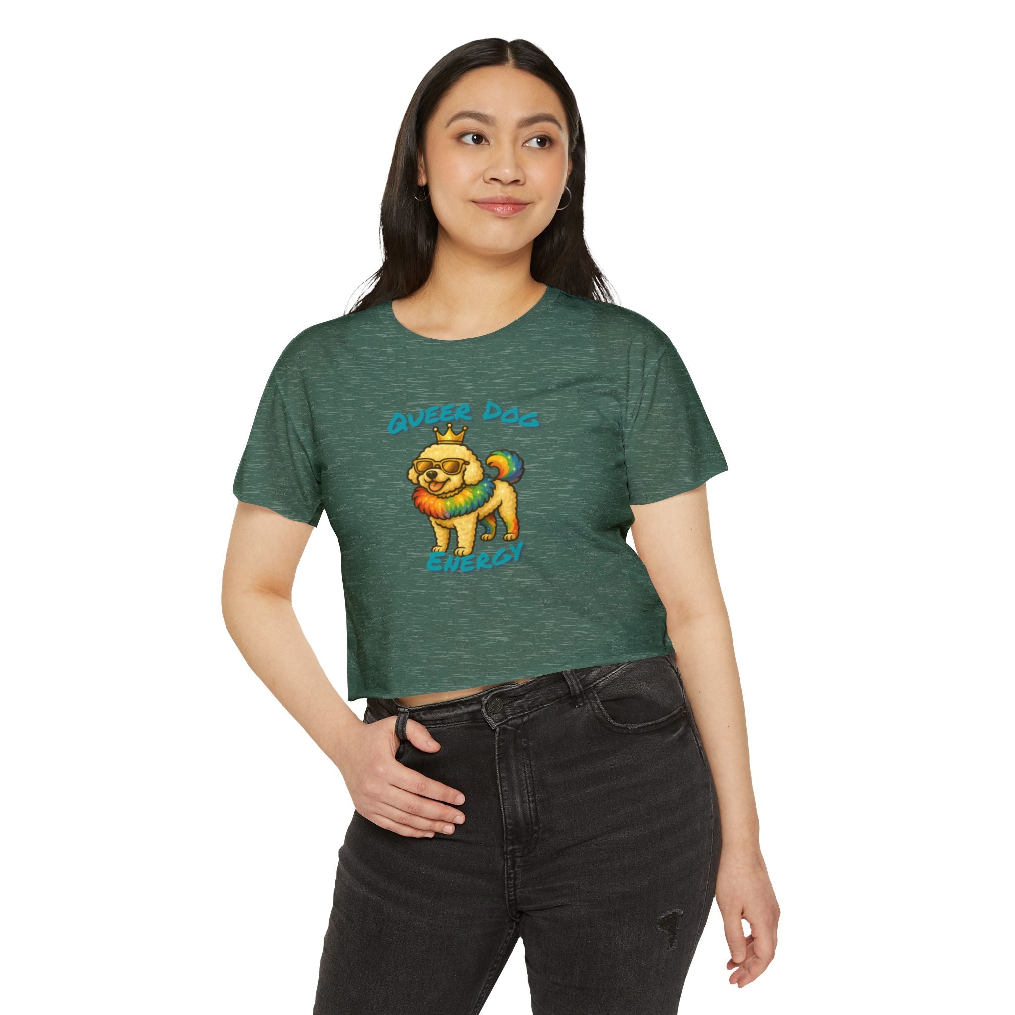 Queer Dog Energy Festival Crop Top, LGBTQ+ Pride Apparel, Summer Concert Top, Animal Lover Tee, Statement Fashion Shirt