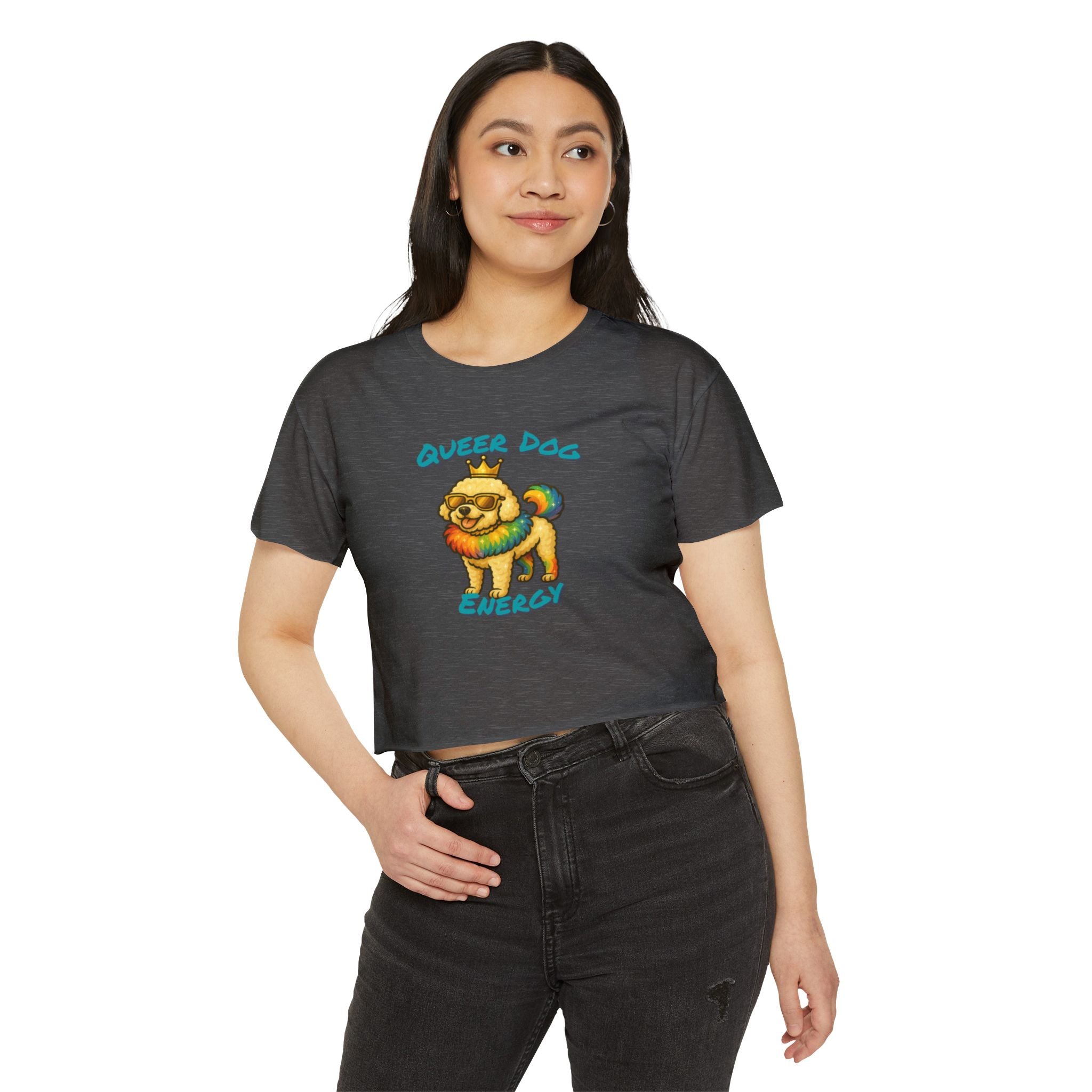 Queer Dog Energy Festival Crop Top, LGBTQ+ Pride Apparel, Summer Concert Top, Animal Lover Tee, Statement Fashion Shirt