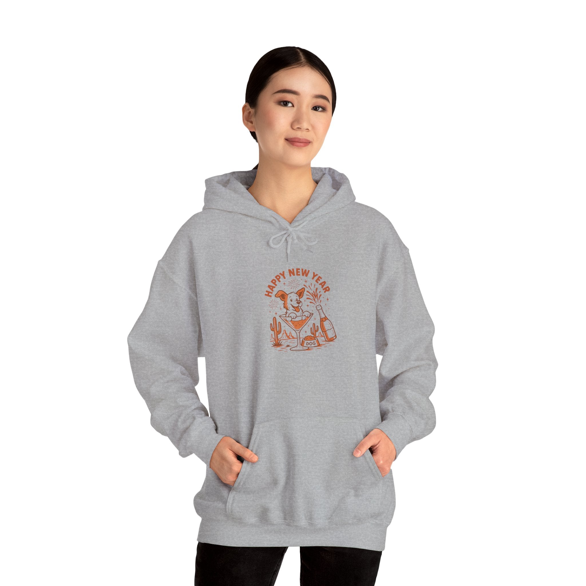 Happy New Year Cat Hoodie - Cute Celebration Graphic Sweatshirt