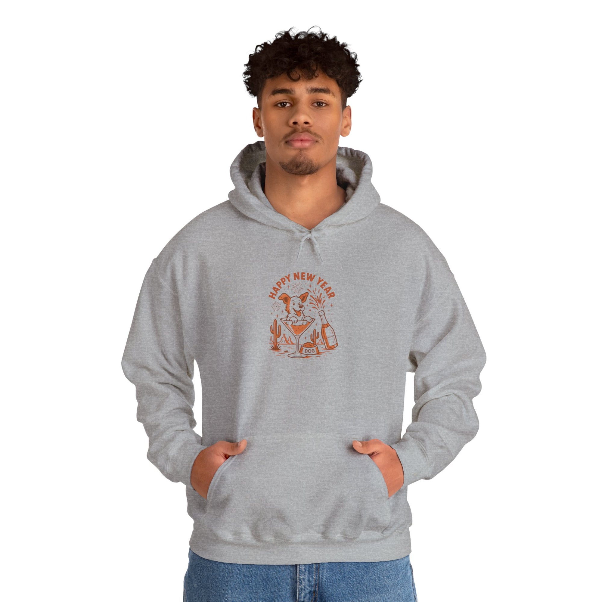 Happy New Year Cat Hoodie - Cute Celebration Graphic Sweatshirt