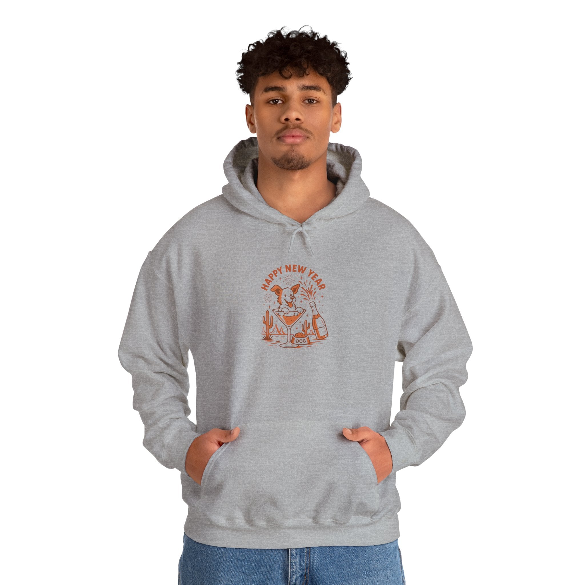 Happy New Year Cat Hoodie - Cute Celebration Graphic Sweatshirt
