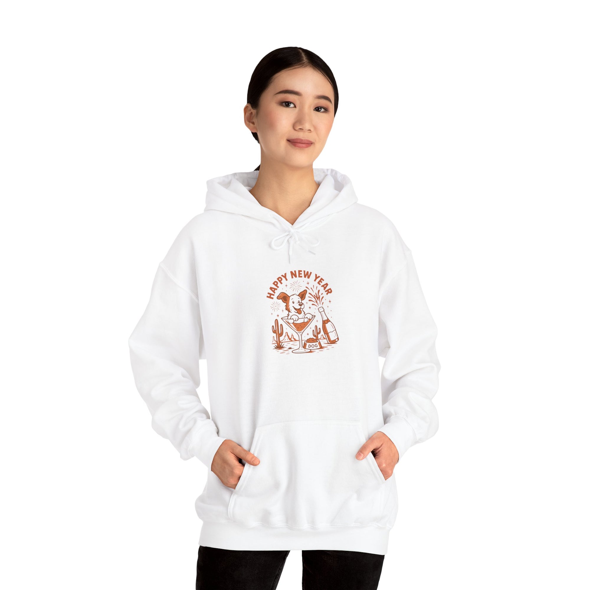 Happy New Year Cat Hoodie - Cute Celebration Graphic Sweatshirt