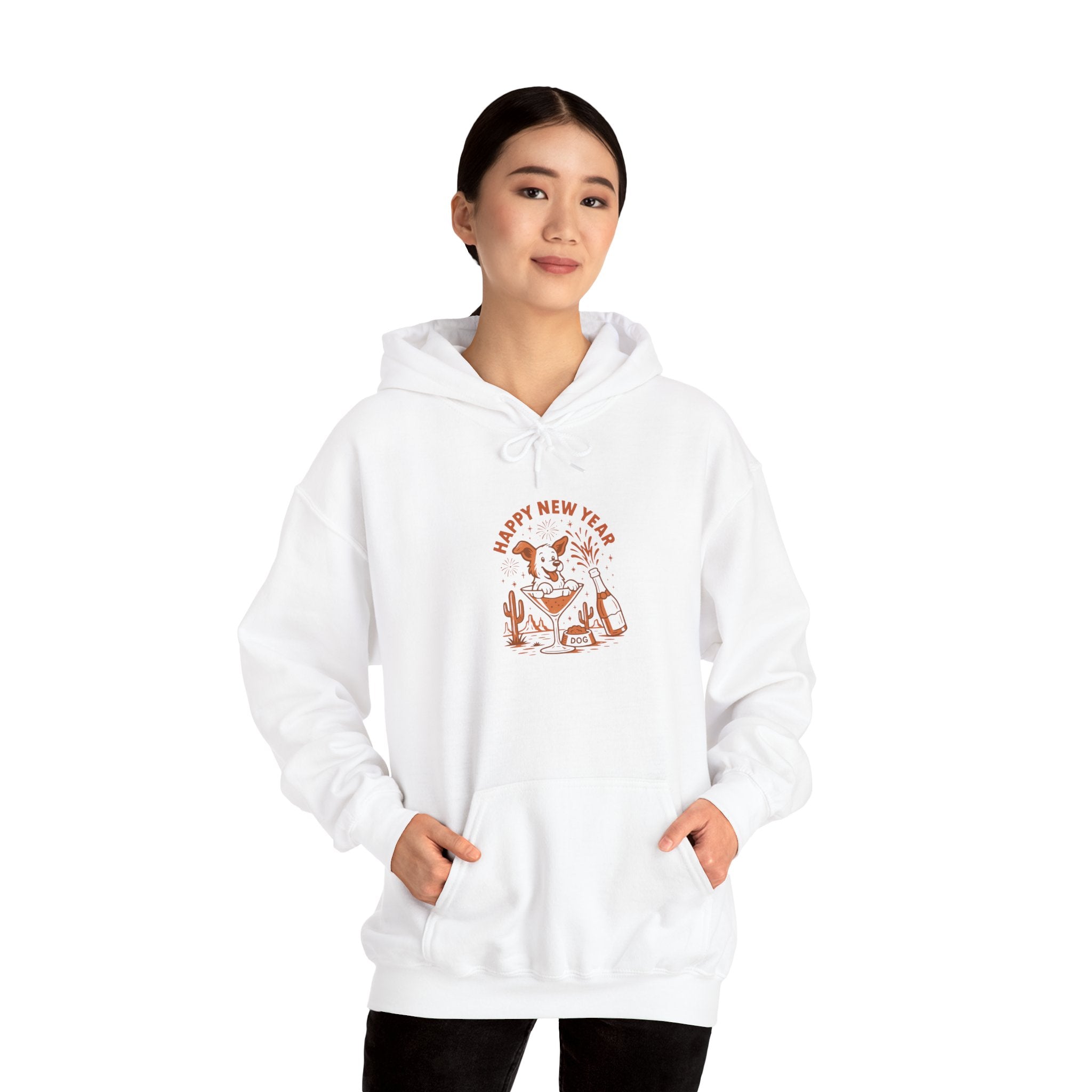 Happy New Year Cat Hoodie - Cute Celebration Graphic Sweatshirt