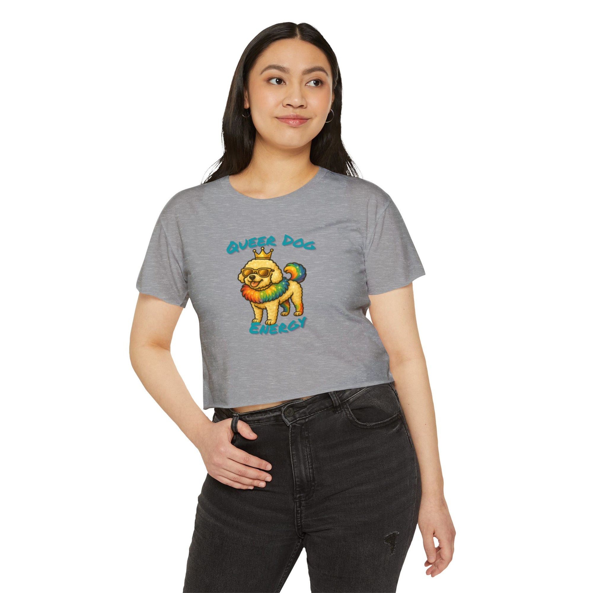 Queer Dog Energy Festival Crop Top, LGBTQ+ Pride Apparel, Summer Concert Top, Animal Lover Tee, Statement Fashion Shirt