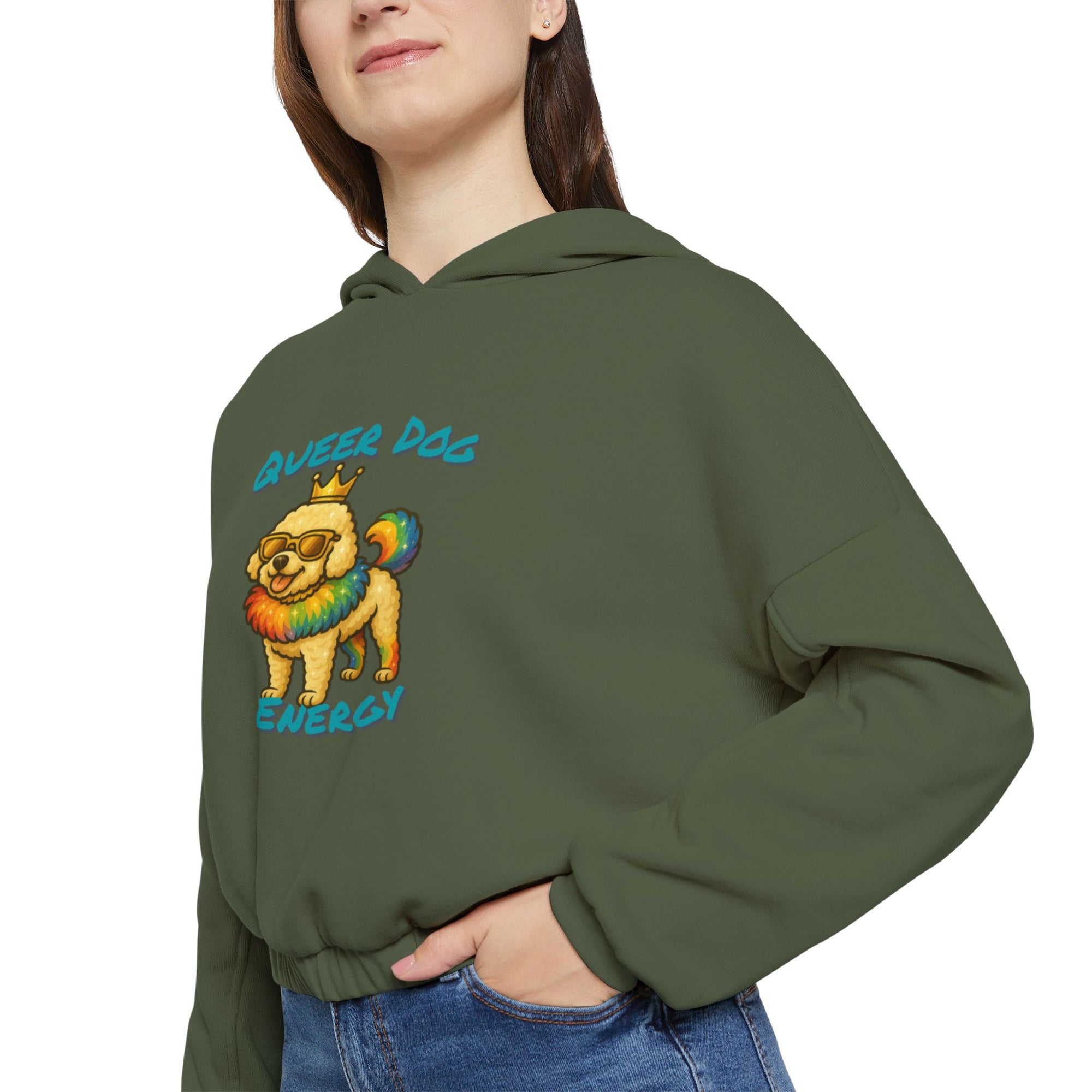 Queer Dog Energy Crop Hoodie