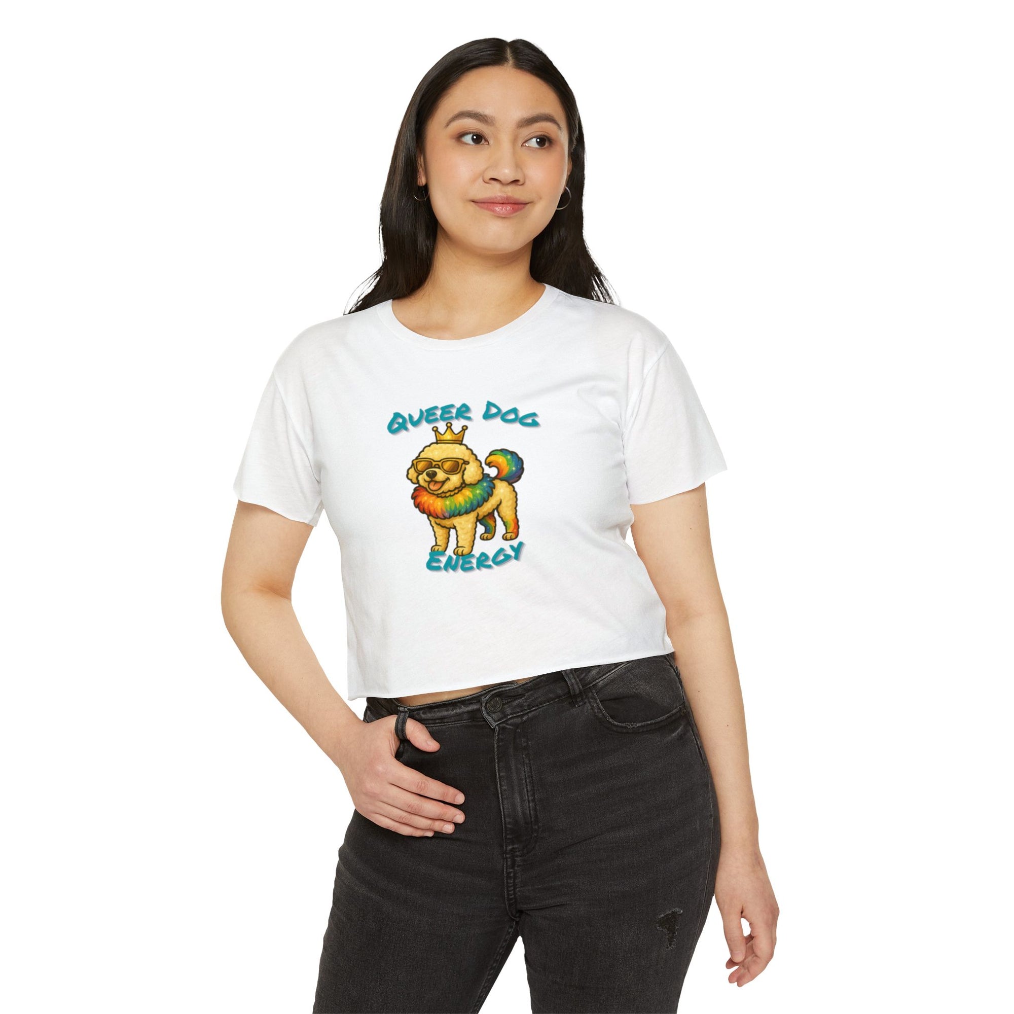 Queer Dog Energy Festival Crop Top, LGBTQ+ Pride Apparel, Summer Concert Top, Animal Lover Tee, Statement Fashion Shirt